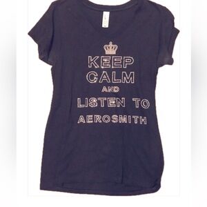 Keep Calm & Listen to Aerosmith black tee with bling